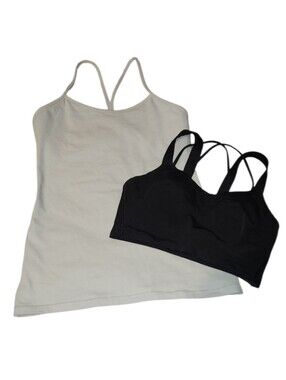 Lululemon White Built-In Bra Top & Black Bralette Set